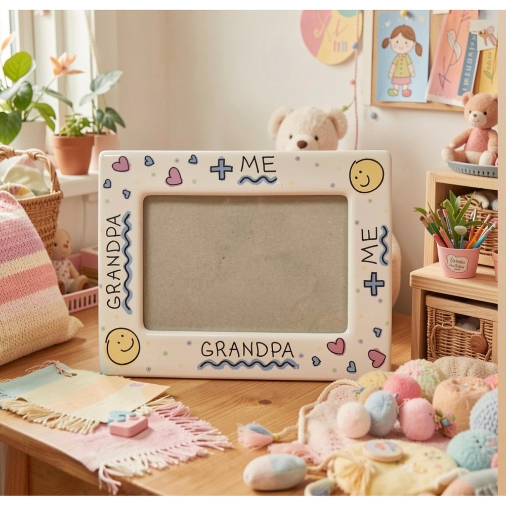Malden Photo Frame - Vintage 90s - Grandpa &‎ Me - Ceramic - Kidcore